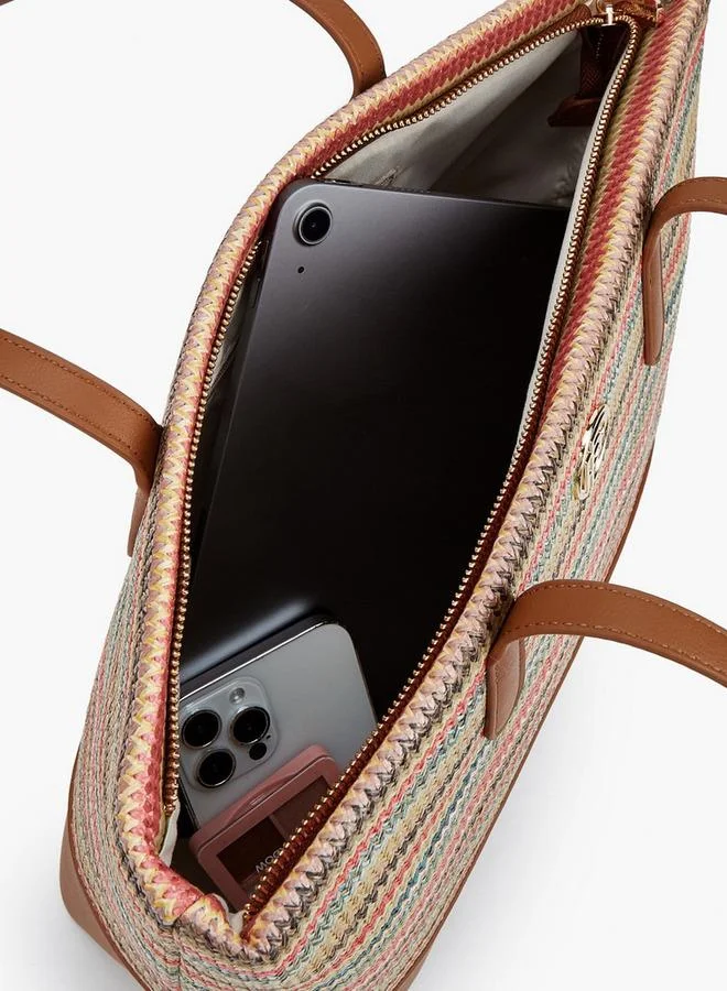 Peppermint MULTICOLOUR Striped Tote Bag With Zip Closure for Women | Best Price UAE